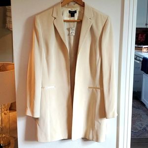 Vintage Ann Taylor NWT 100% Silk, Ivory Blazer Suit Jacket